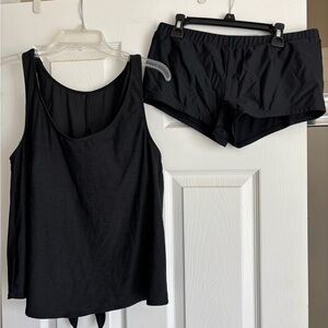 New without tags Black Tank Top and Swim Short Set. Tankini swimsuit